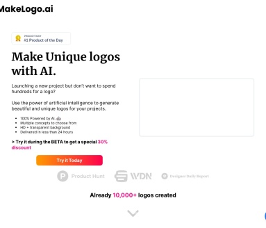 MakeLogoAI: Unique Logos, 100% generated by AI.